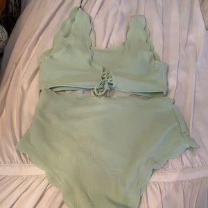 Mint green two piece bathing suit
